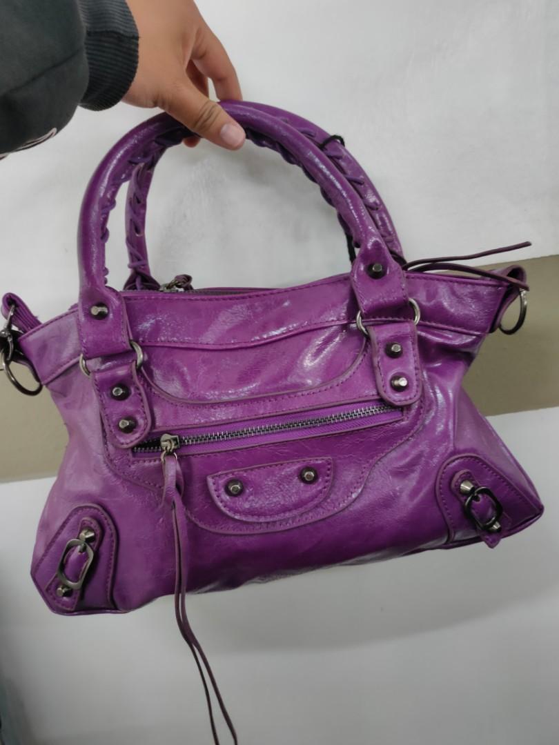 Balenciaga Classic City Mini Purse Handbag Crossbody Purple Silver  eBay