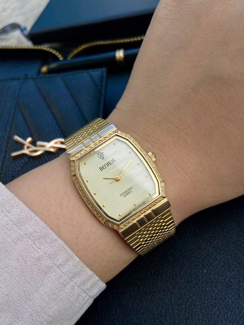 Benrus watch genuine diamond sale quartz