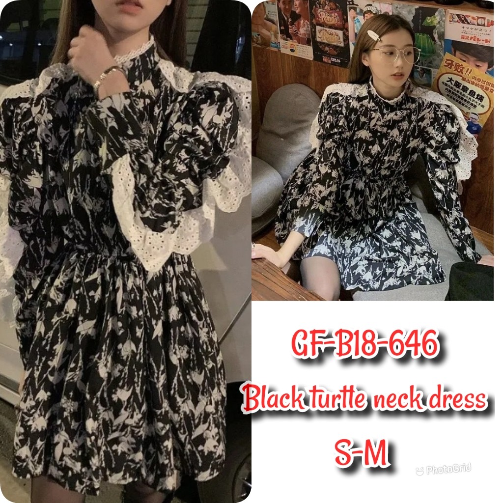 Black closed neck Korean dress, Women's Fashion, Dresses & Sets ...