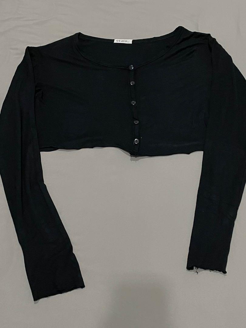 button up long sleeve crop top