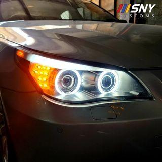 BMW e60 projector Headlamps with DRL Angel Eyes led opt HID