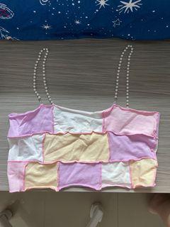 BN shein colorblock pearl strap crop top