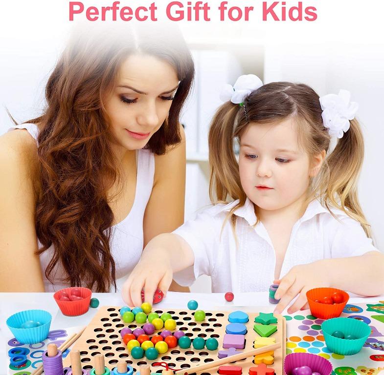 [by1] Wooden Peg Board Number Puzzle Montessori Toy Magnetic Fishing ...