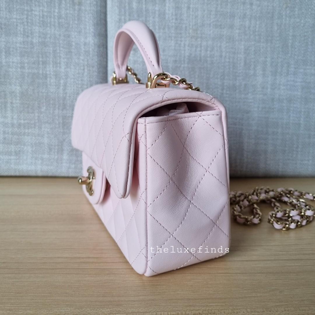 CHANEL 22A Pink Lamb Skin Top Handle Rectangular Mini Flap Bag Light G –  AYAINLOVE CURATED LUXURIES