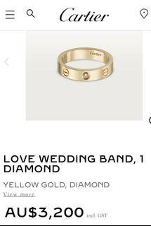 Cartier Gold Love Wedding Ring with 1 Diamond