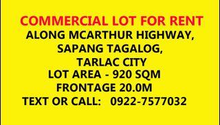 Commerical Lot for Lease Rent at MacArthur Highway Tarlac City