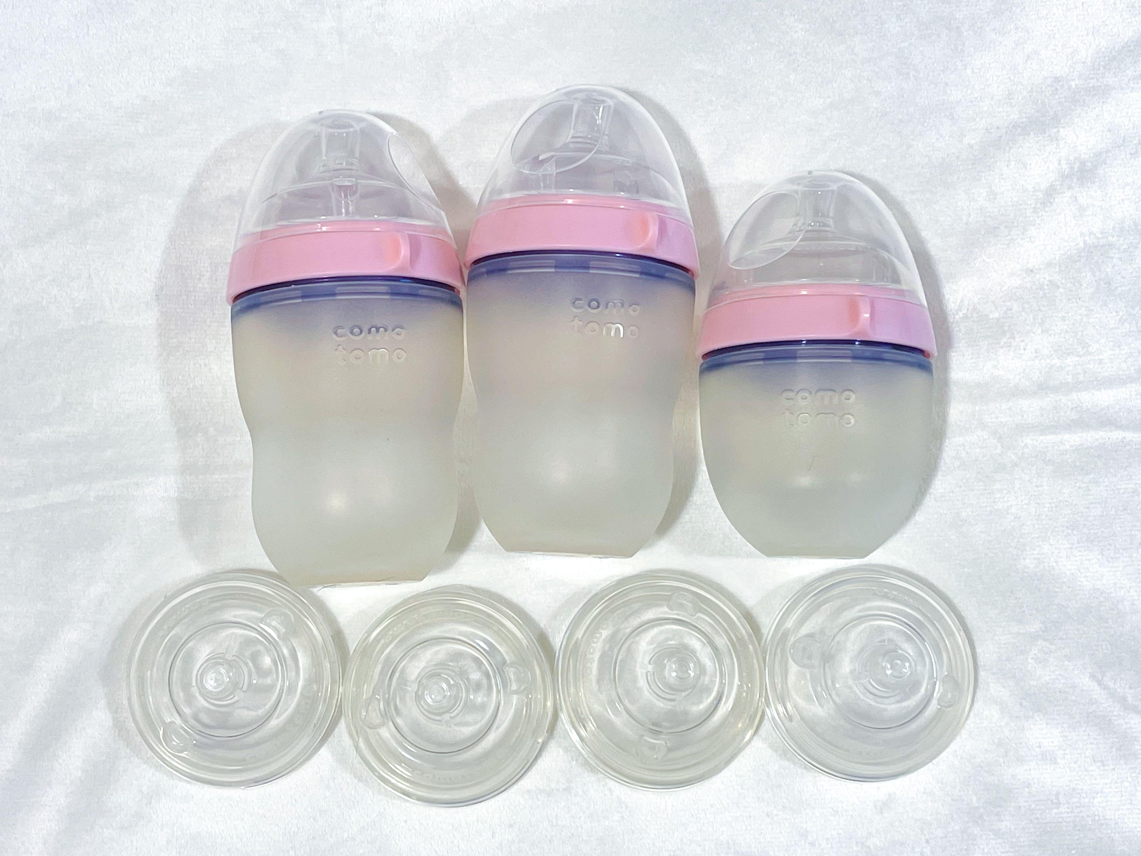 Comotomo bottles (with extra nipples), Babies & Kids, Nursing & Feeding