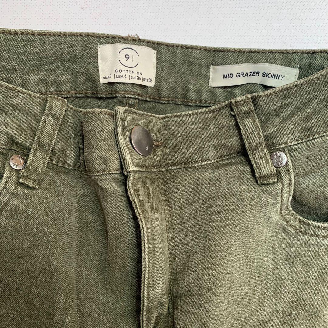 Cotton on green floral skinny jeans 