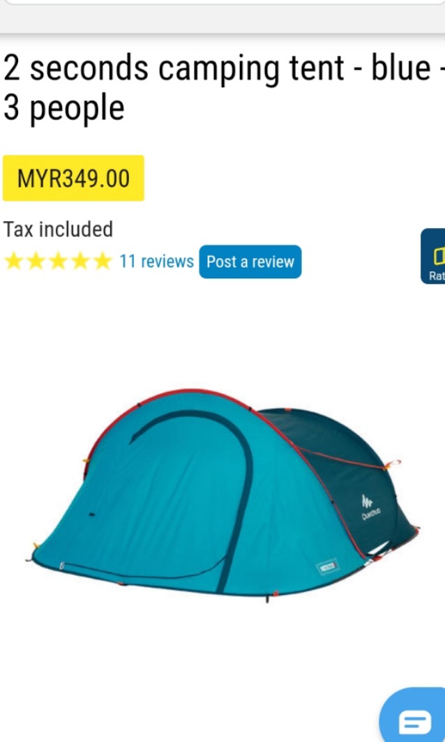 Decathlon khemah 3 person