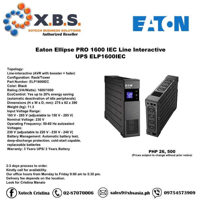 Eaton Ellipse PRO 1600 IEC Line Interactive UPS ELP1600IEC Computers 