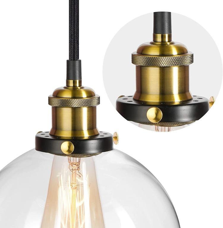 Frideko Vintage Pendant Light Retro Industrial Ball Glass Ceiling Light Fitting Fixture for Kitchen Island Home Bedroom Hallway Entryway 20CM