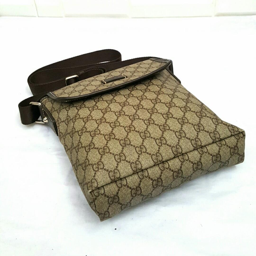 gucci GG Supreme Small Flap Messenger Bag brown Cloth ref.671712
