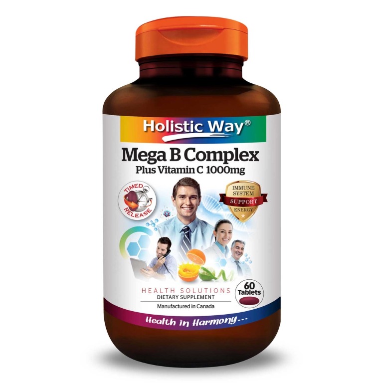 Holistic Way Mega B Complex Plus Vitamin C 1000mg (60 Tablets), Health ...