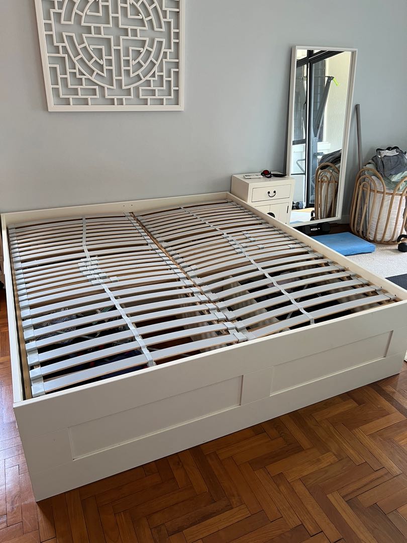 Ikea King bed base (+ 4 drawer storage), Furniture & Home Living