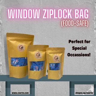(3 sizes) Standing Window Matte Zipper Pouch/Cookie Window Zipper Bag/Snack Bag/Dessert Bag/Wedding Gift Bag