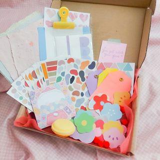 Kawaii Cute Colorful Journal Set Ephemera Sticker Kit Stationery