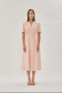 Klarra Shirred Shirt Dress in Peach