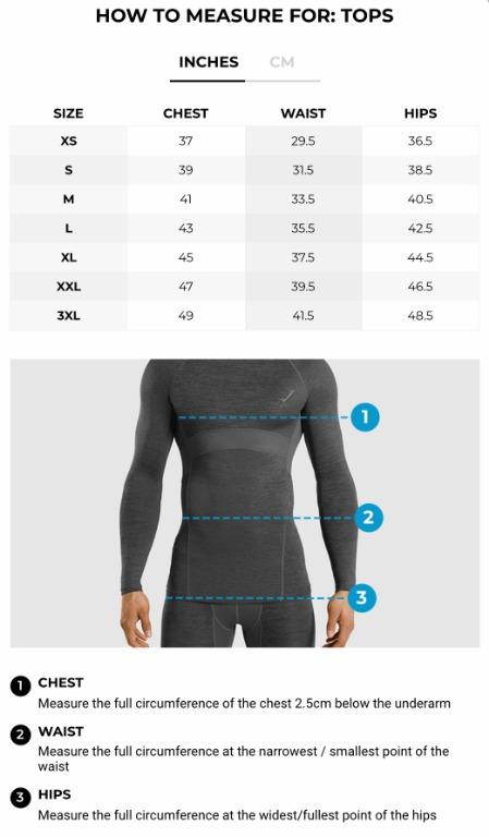 Size best sale chart gymshark