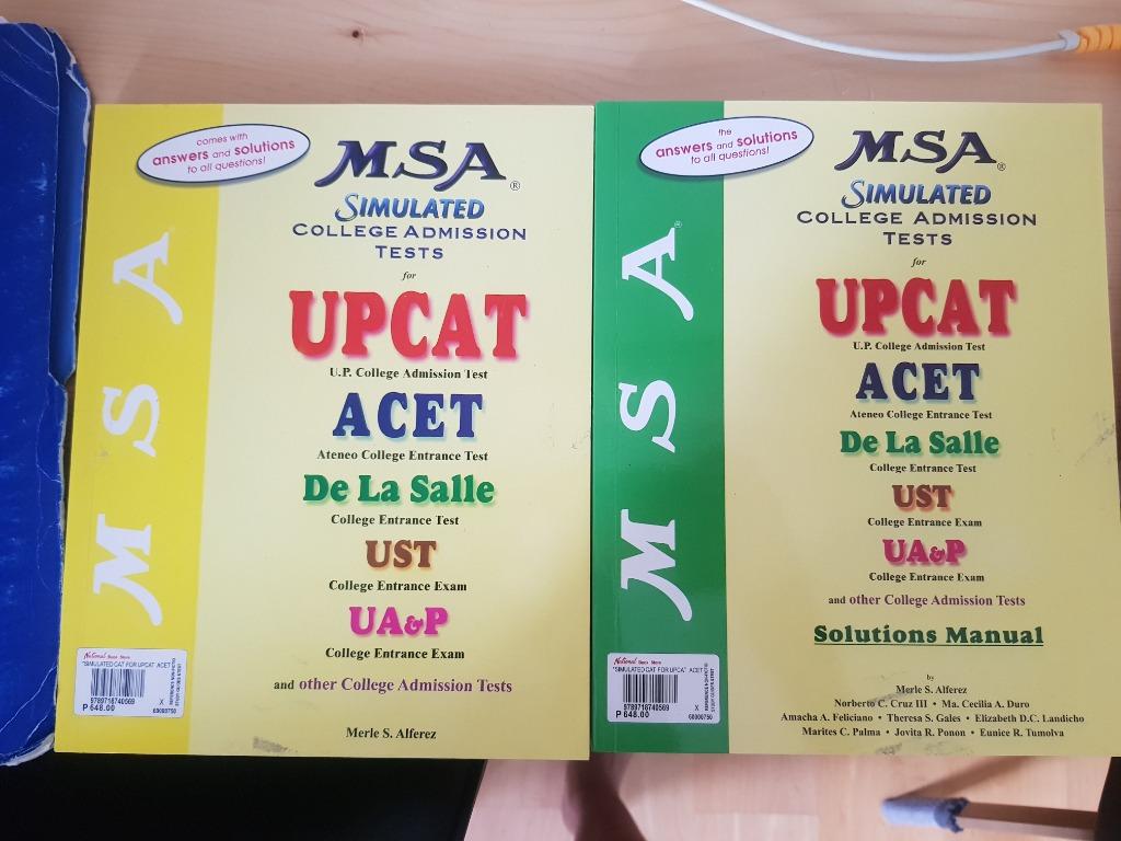 MSA College Admissions Test Review Materials (Category: Stationery & School Supplies) located in Mandaue City. Submitted by _anibatin (Listing ID 1140313156, Image 1). Description: Selling my pristine MSA College Review mats!!!! I didn't get to use them since this year's round of CATs were cancelled :^/ I've browsed through their contents and they're really well formulated! Medyo mahirap but you'll definitely be more prepared!!! Orig price for bo