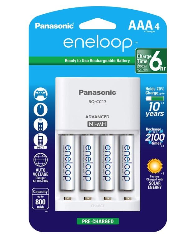 Panasonic Eneloop AAA 800mAh 2100 Cycle Ni-MH Pre-Charged Rechargeable  Batteries 4 Pack 