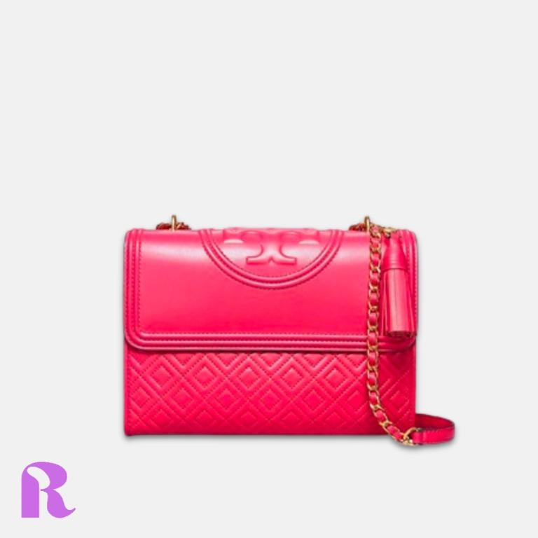 Tory Burch Fleming Small Convertible Shoulder Bag Crossbody Bright Azalea  Pink