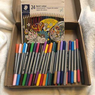 Staedtler Coloring Pencils (24pcs) + Double sided Pens (36pcs).