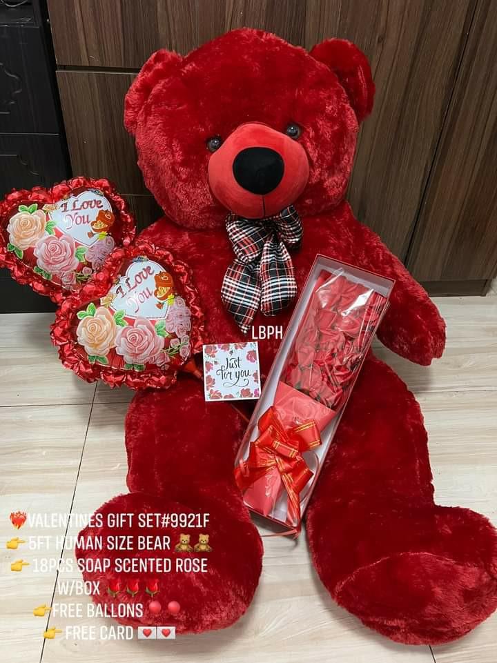 Ventine gift package trddy bear (Category: Gift Baskets & Hampers) located in Manila. Submitted by minidivisoria (Listing ID 1140312284, Image 3). Description: 📣Surprise Deals Package 🎁 ❤️‍🔥Valentines Gift Set 💵 1,500 reseller only 👉 5ft Human Size Bear 🧸🧸 👉 18pcs Soap Scented Rose W/Box 🌹🌹🌹 👉Free Ballons 🎈🎈 👉 Free Card 💌💌.