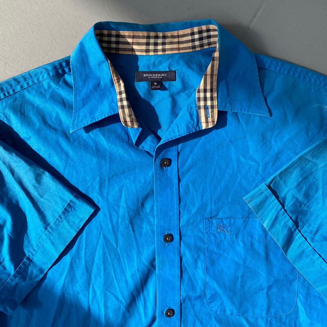 Burberry button up sales blue