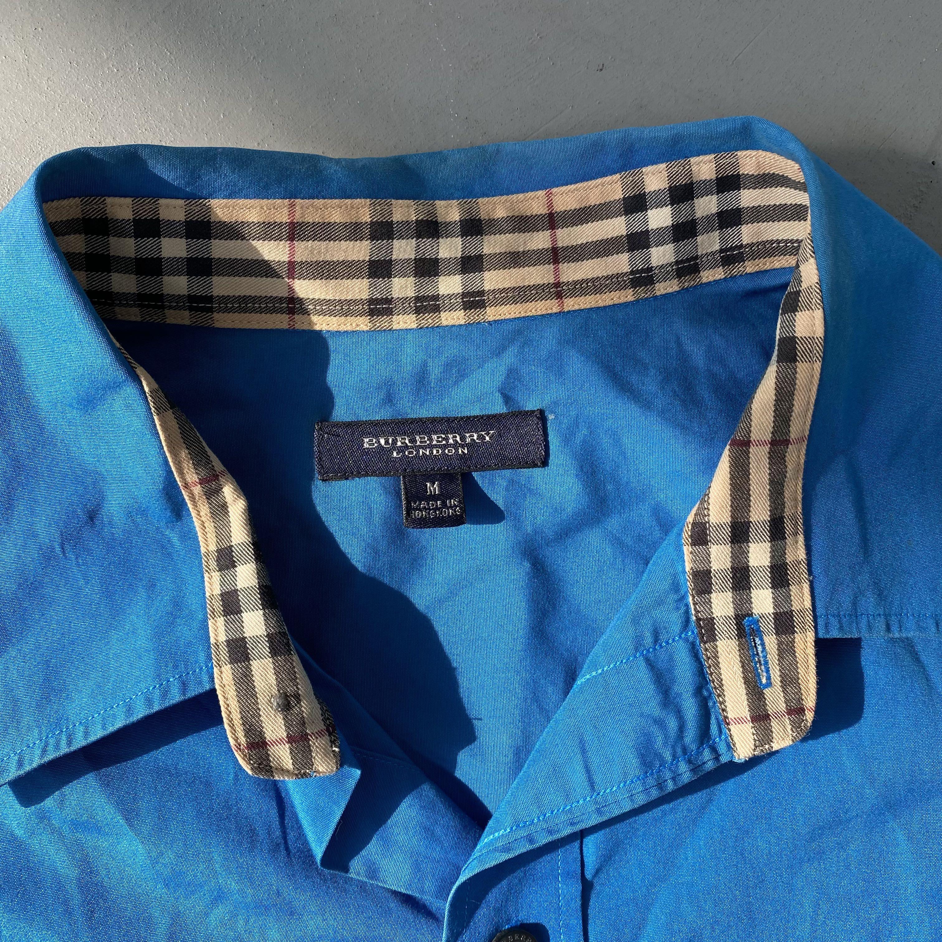 Burberry blue button up sale