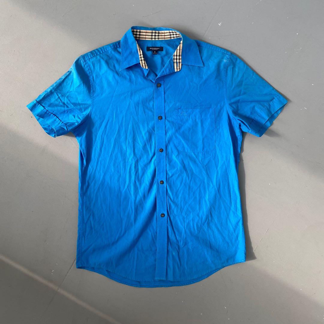 Burberry blue button up new arrivals