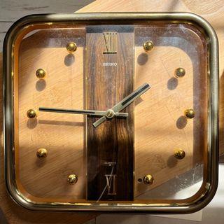Vintage Seiko Clear Wall Clock with Gold Accent
