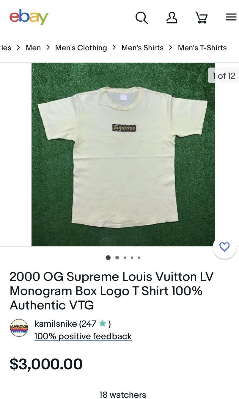 OG 2000 Supreme Louis Vuitton LV Monogram Box Logo T Shirt 100% Authentic  VTG