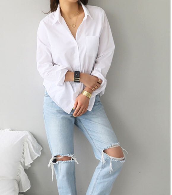 Baggy white blouse top