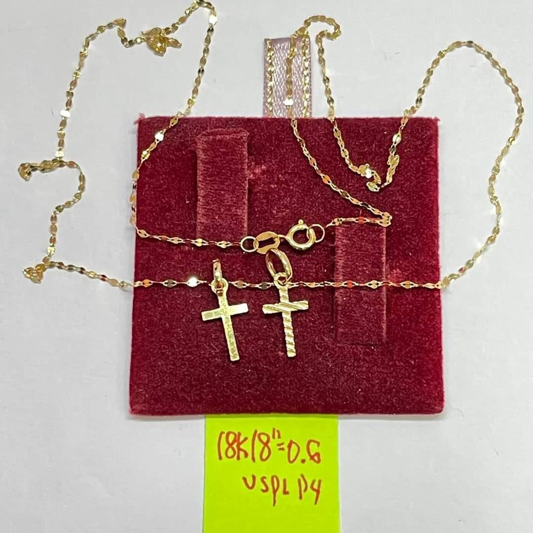 18K Saudi Gold cross necklace, Women's Fashion, Jewelry & Organizers