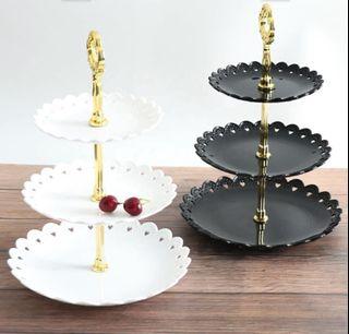 3 Layers Wedding Cake Plate Stand Dessert Fruits Vegetable Placed