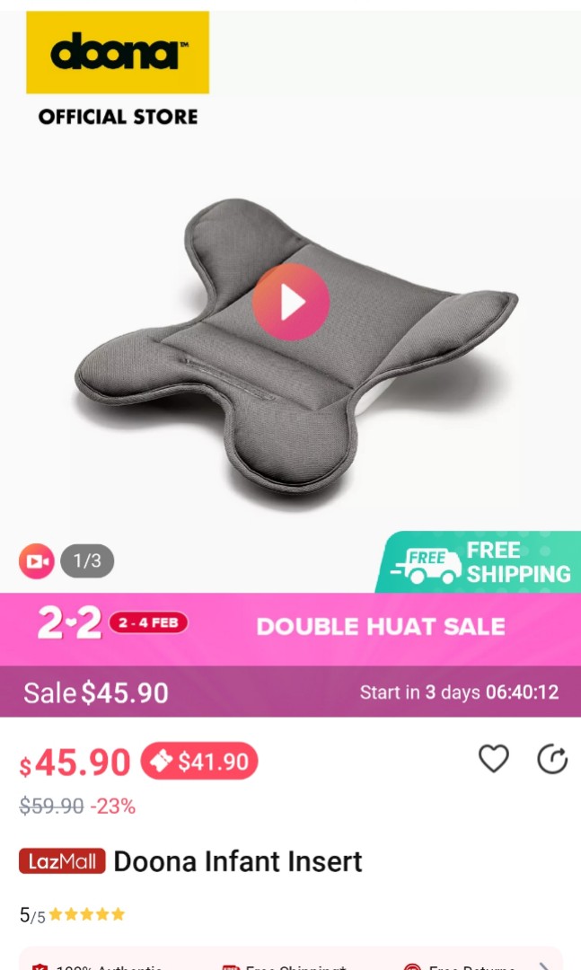 Authentic Doona infant insert and head support, Babies & Kids, Going