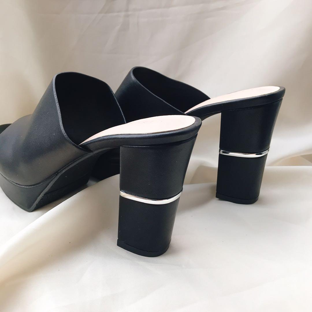 🔳 Vincci Y2K Clog Heels Open Toe Black 