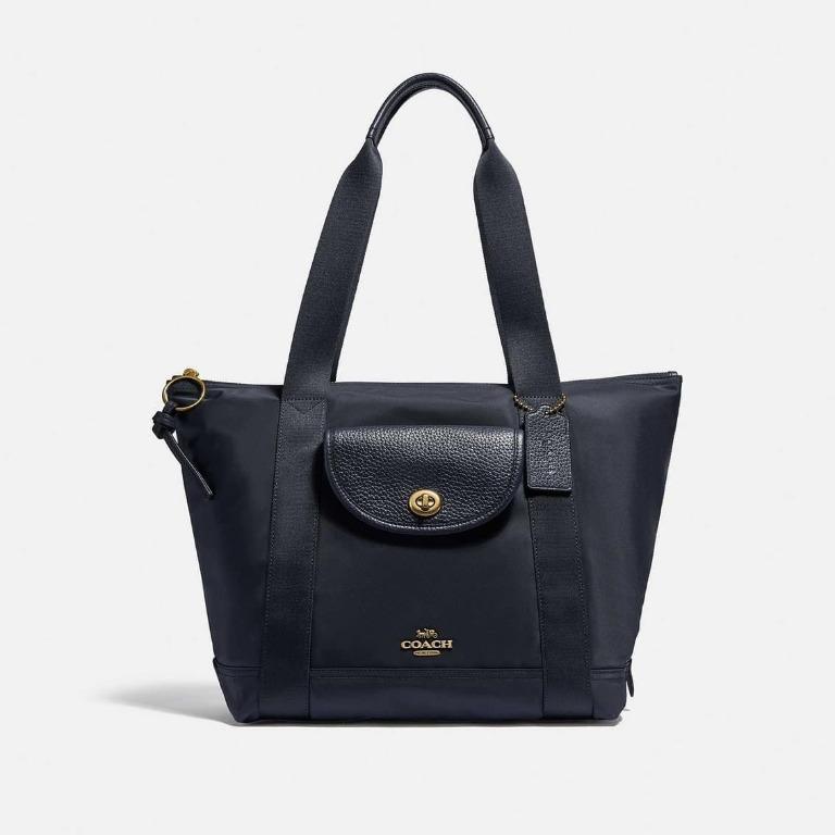 AUTHENTIC COACH Nylon Cargo Tote Navy Blue, Women's Fashion, Bags