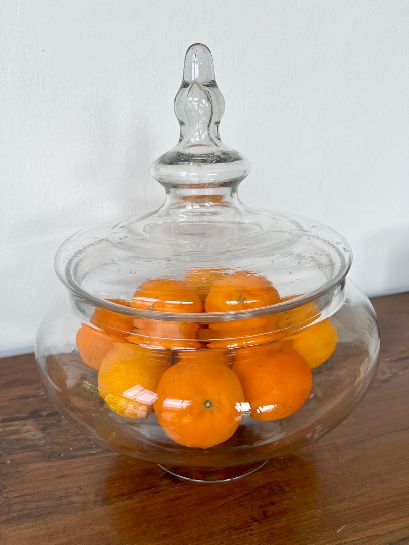 Beautiful glass bowl with lid, Furniture & Home Living, Home Decor