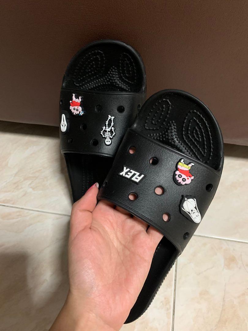 Black croc slides new arrivals