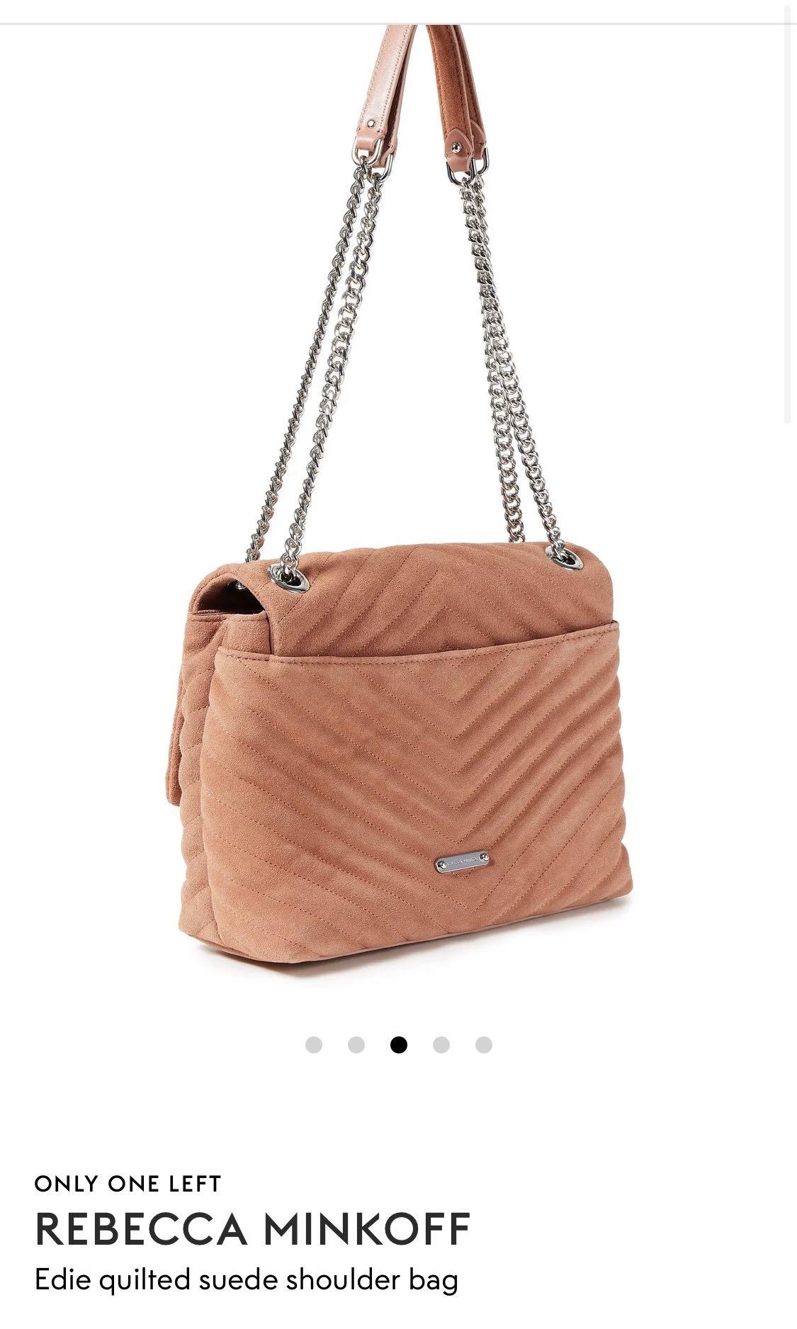 BNWT Rebecca Minkoff Edie Quilted Suede Bag in Desert Rose