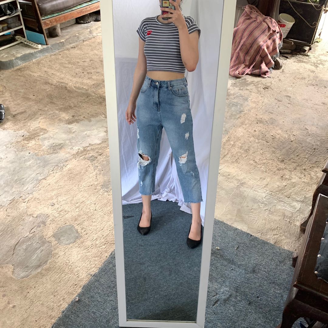 Celana Boyfriend Ripped Jeans 
