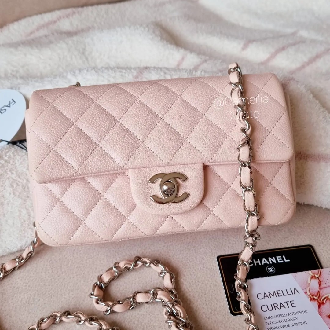 Chanel Mini Baby Pink Caviar Silver HW, Women's Fashion, Bags & Wallets ...