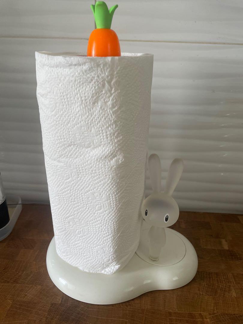 Alessi - White Bunny & Carrot Kitchen Roll Holder
