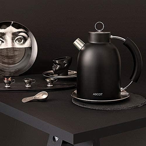 ASCOT Electric Kettle, Stainless Hot Water Boiler, Auto Shut-Off (Black)