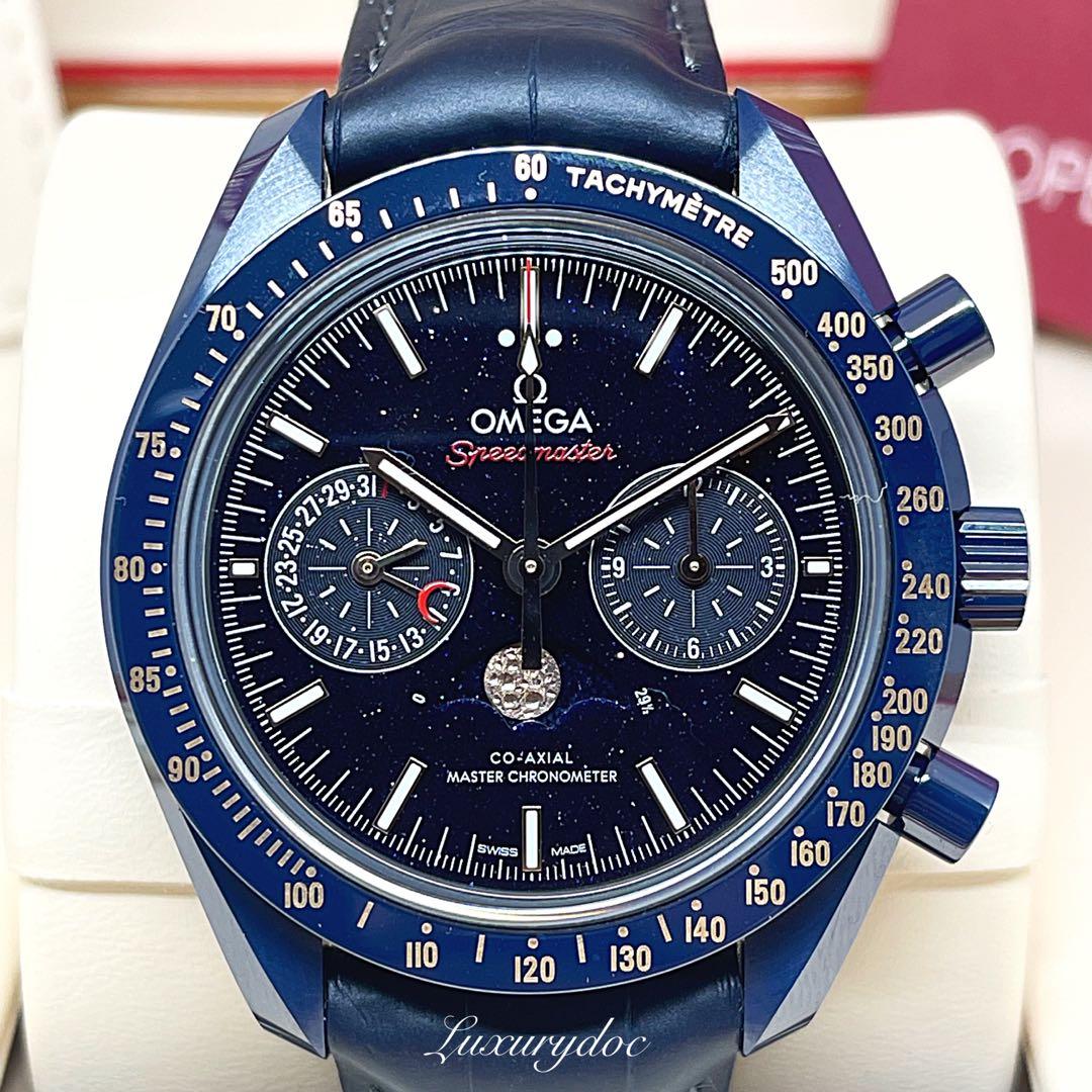 FS.BNIB OMEGA SPEEDMASTER BLUE SIDE OF THE MOON MOONPHASE CO AXIAL