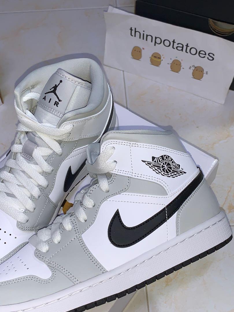 Air Jordan 1 Mid White Light Smoke Grey - BQ6472-015