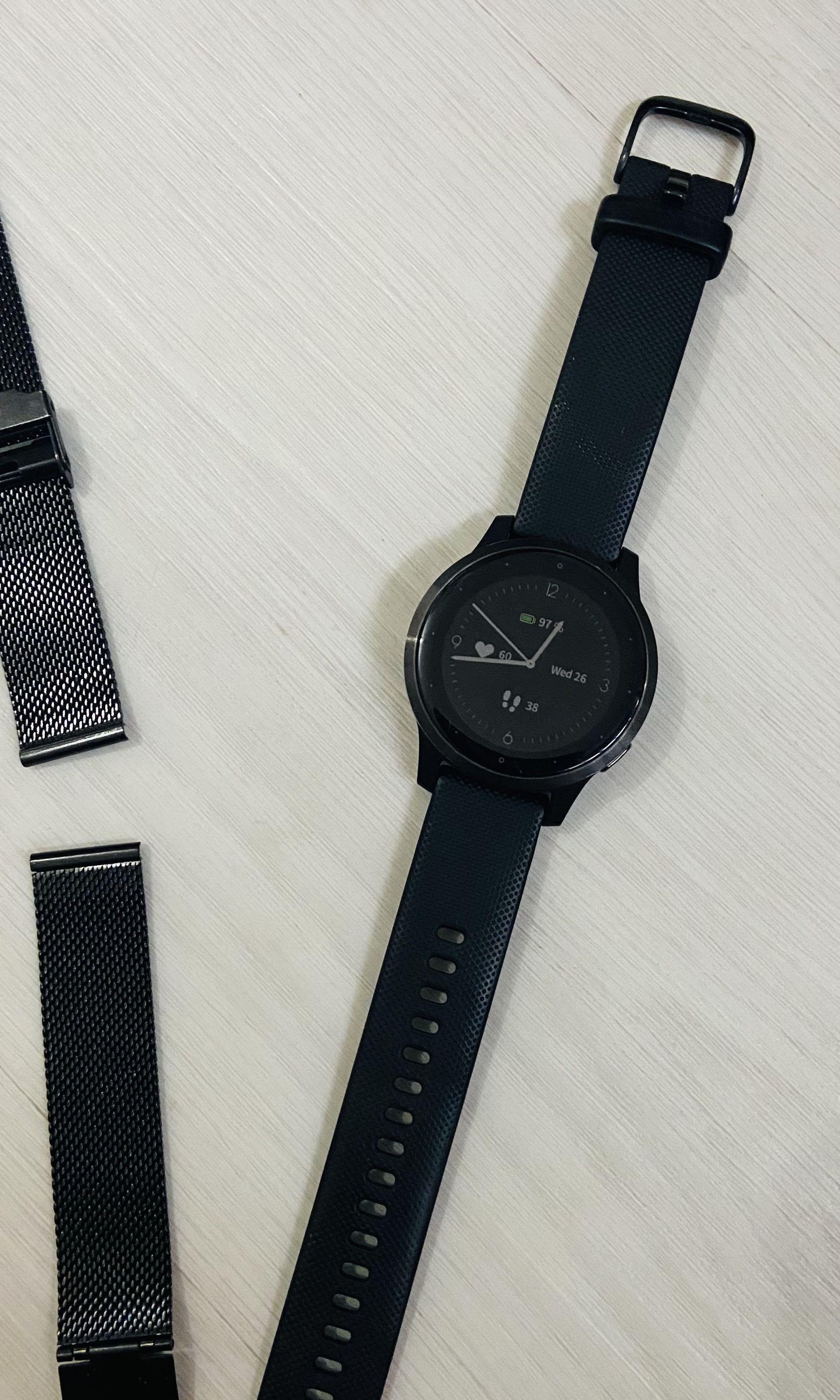 Garmin Vivoactive 4S Slate Stainless Steel Bezel with Black Case and Silicone Band