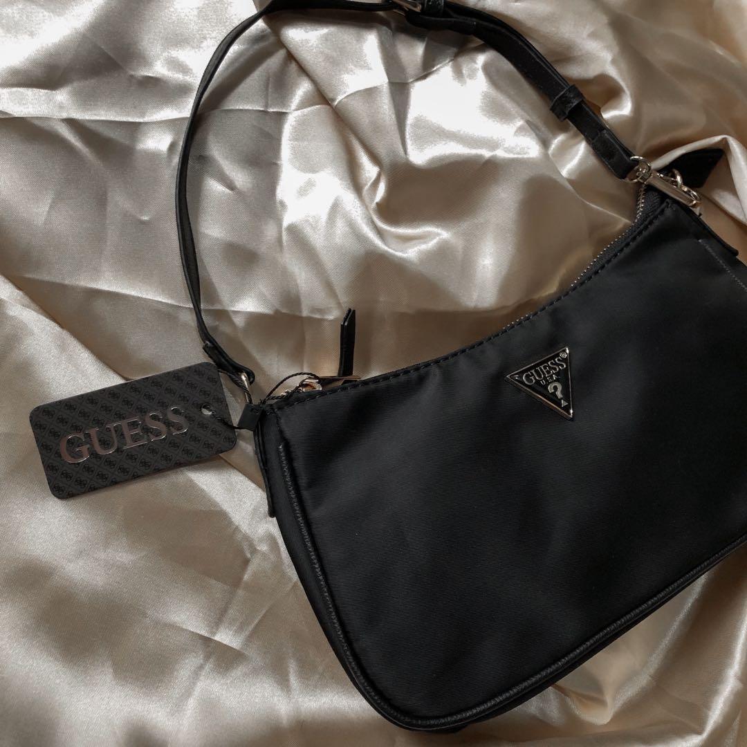guess black baguette bag