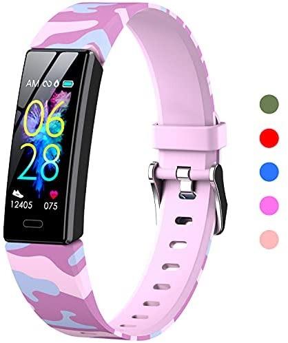 Kids Fitness Tracker, Fitness Watch Activity Tracker with Pedometers, Heart Rate & Sleep Monitor, Stopwatch, IP68 Waterproof, 11 Sport Modes for Kids